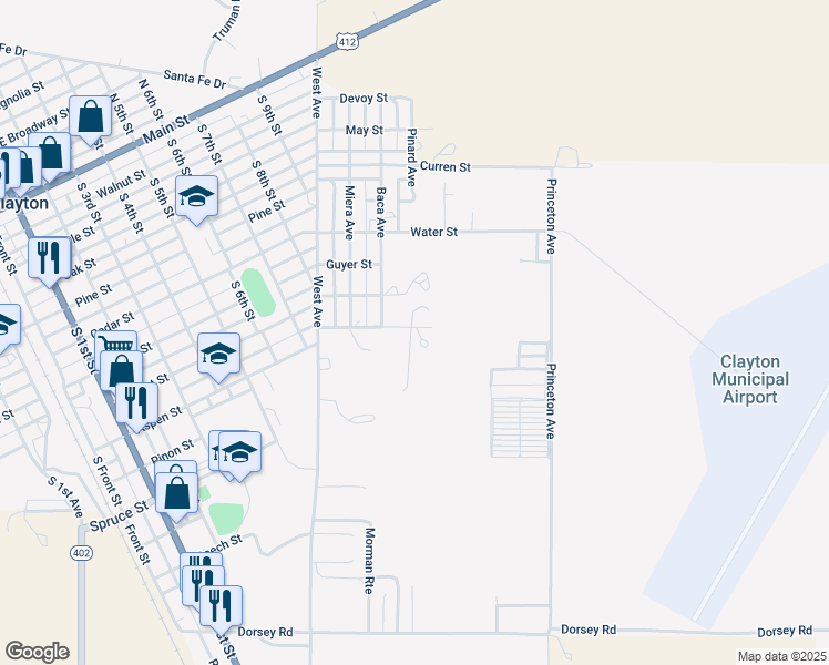 map of restaurants, bars, coffee shops, grocery stores, and more near 282 School Street in Clayton