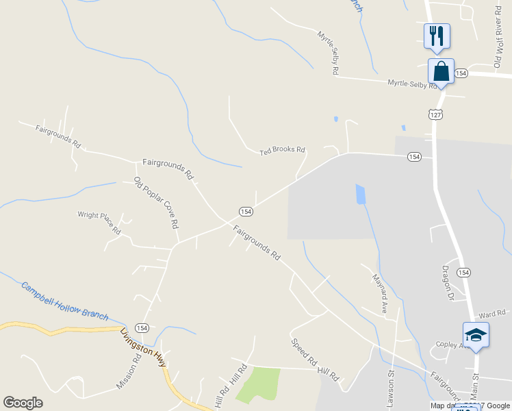 map of restaurants, bars, coffee shops, grocery stores, and more near 195 West Cove Court in Jamestown