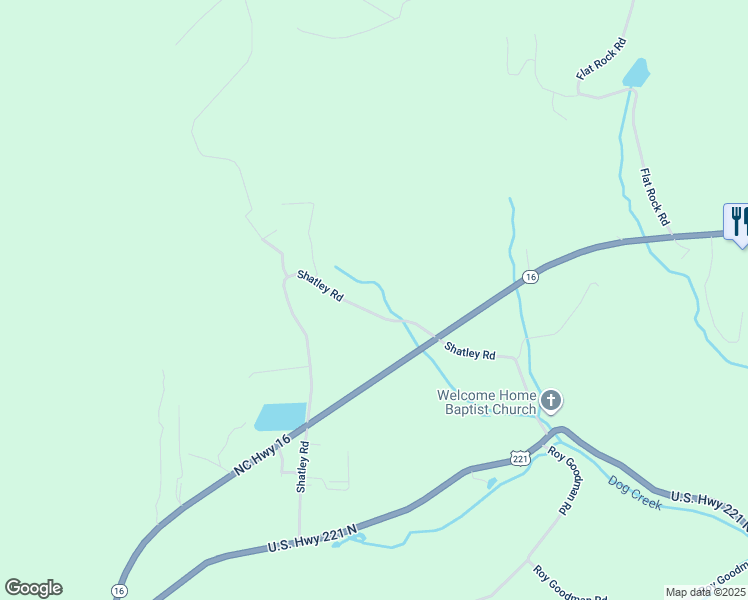 map of restaurants, bars, coffee shops, grocery stores, and more near 1069 Shatley Road in Crumpler