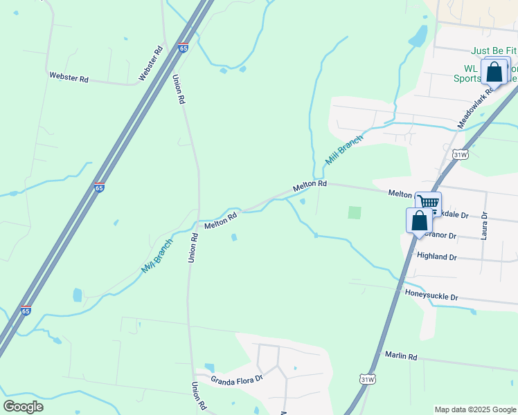 map of restaurants, bars, coffee shops, grocery stores, and more near 7809 Melton Road in White House