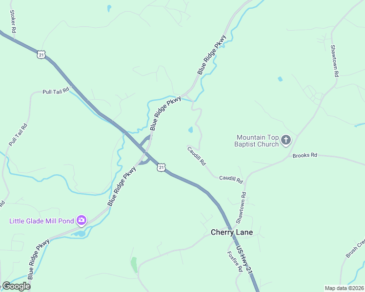 map of restaurants, bars, coffee shops, grocery stores, and more near 365 Caudill Road in Glade Valley