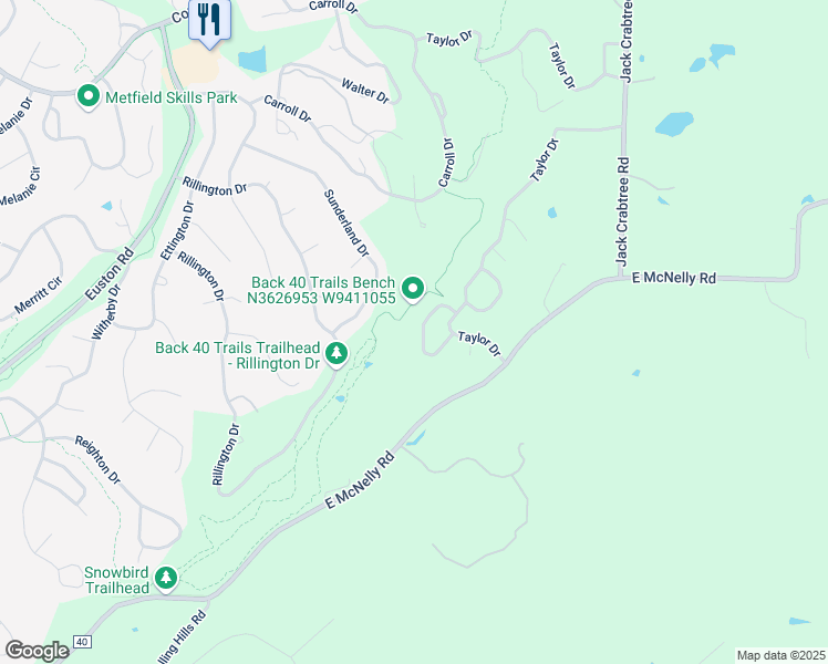 map of restaurants, bars, coffee shops, grocery stores, and more near 10 Blizzen Lane in Bella Vista