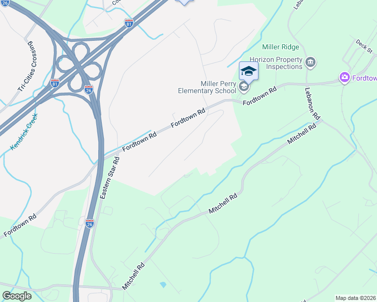 map of restaurants, bars, coffee shops, grocery stores, and more near 267 Alpine Trail in Kingsport
