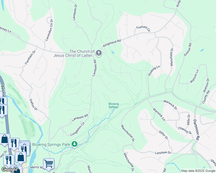 map of restaurants, bars, coffee shops, grocery stores, and more near 2 Ansty Lane in Bella Vista