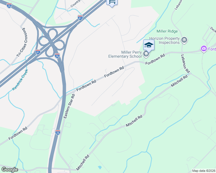 map of restaurants, bars, coffee shops, grocery stores, and more near 313 Breckenridge Trce in Kingsport