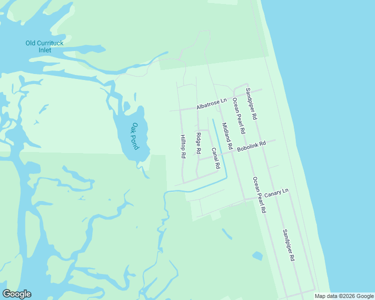 map of restaurants, bars, coffee shops, grocery stores, and more near 1675 Hilltop Ln in Corolla