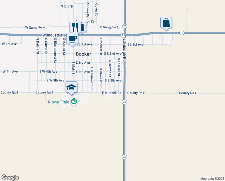 map of restaurants, bars, coffee shops, grocery stores, and more near 531 South Denton Street in Booker
