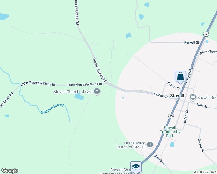 map of restaurants, bars, coffee shops, grocery stores, and more near 3570 Little Mountain Creek Road in Oxford