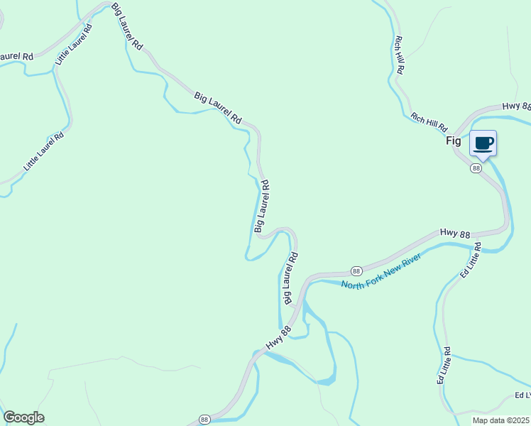 map of restaurants, bars, coffee shops, grocery stores, and more near 592 Big Laurel Road in Creston