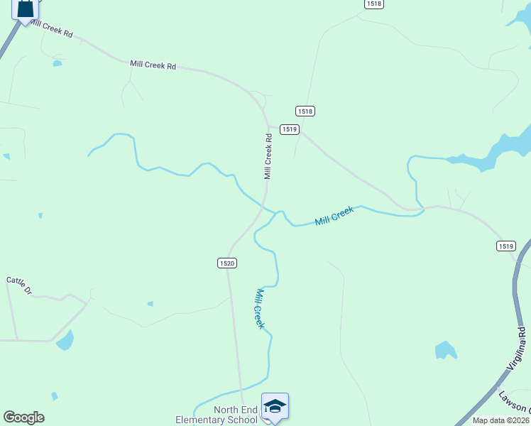 map of restaurants, bars, coffee shops, grocery stores, and more near 1248 Mill Creek Road in Roxboro