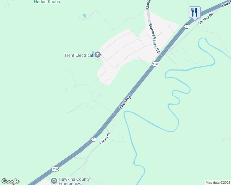 map of restaurants, bars, coffee shops, grocery stores, and more near 200 Harlan Road in Rogersville
