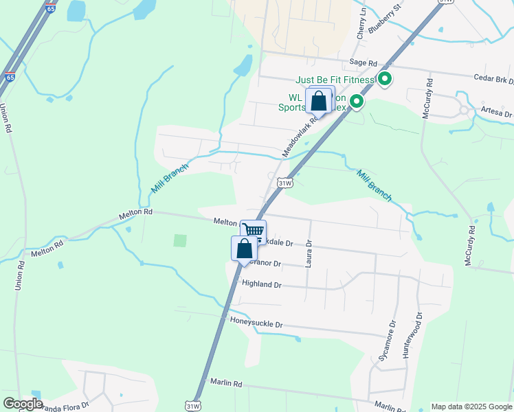 map of restaurants, bars, coffee shops, grocery stores, and more near 925 Meadowlark Drive in White House