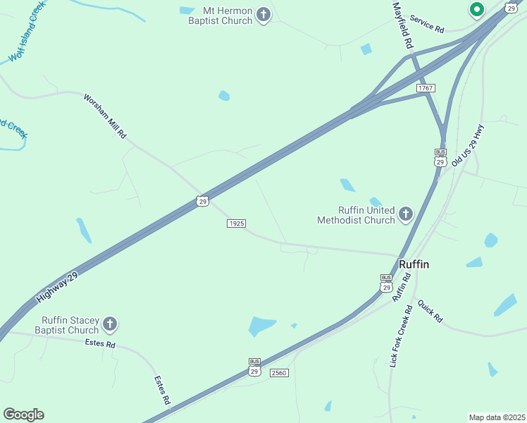 map of restaurants, bars, coffee shops, grocery stores, and more near 170 Peace Road in Ruffin
