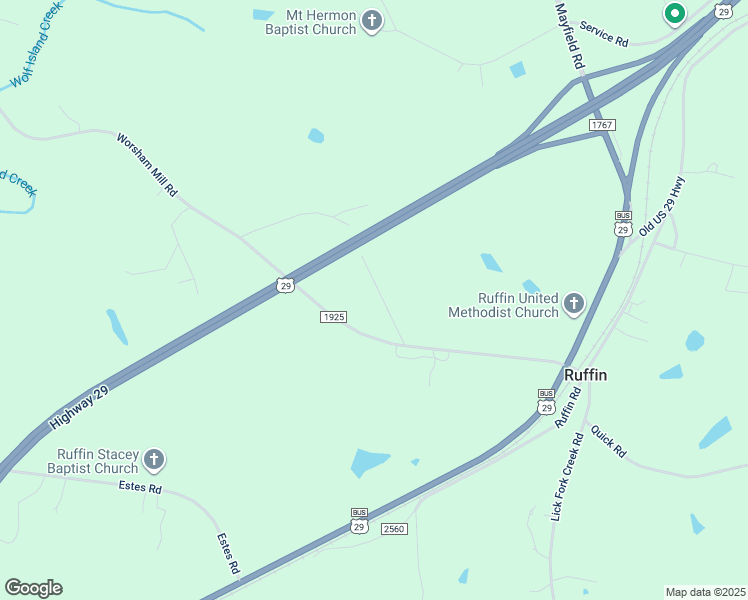 map of restaurants, bars, coffee shops, grocery stores, and more near 170 Peace Road in Ruffin