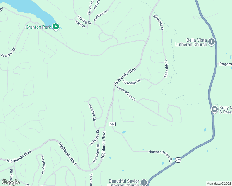 map of restaurants, bars, coffee shops, grocery stores, and more near 10 Queensferry Lane in Bella Vista