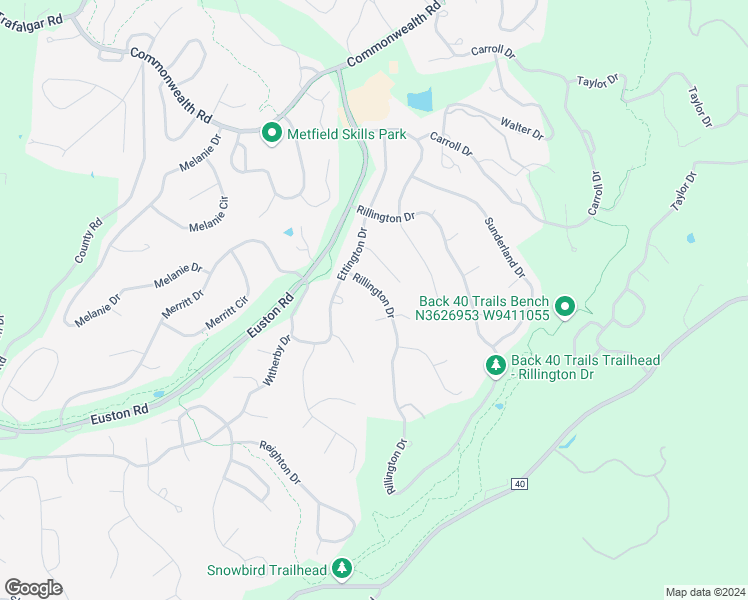 map of restaurants, bars, coffee shops, grocery stores, and more near 127 Rillington Drive in Bella Vista