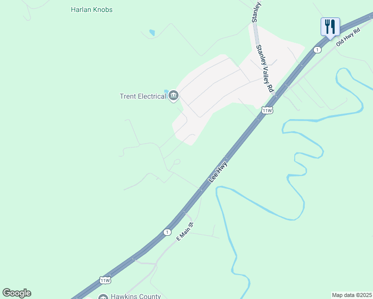 map of restaurants, bars, coffee shops, grocery stores, and more near 200 Harlan Rd in Rogersville