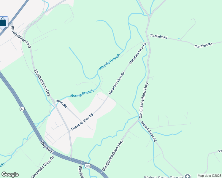 map of restaurants, bars, coffee shops, grocery stores, and more near 414 Mountain View Road in Bluff City