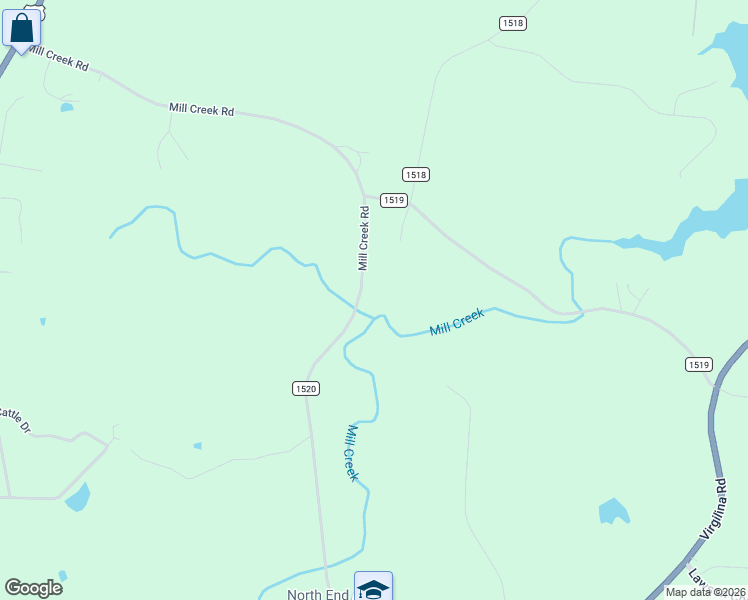 map of restaurants, bars, coffee shops, grocery stores, and more near 1248 Mill Creek Road in Roxboro