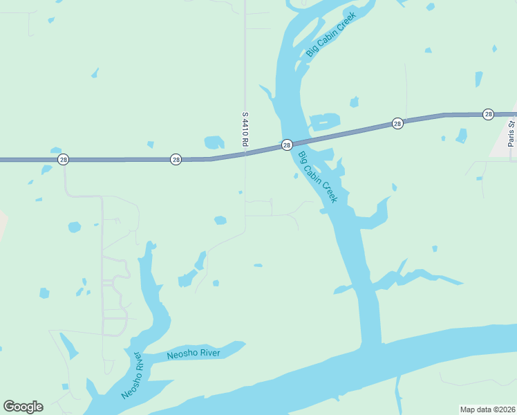 map of restaurants, bars, coffee shops, grocery stores, and more near 6021 East 392 Road in Big Cabin