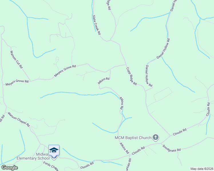 map of restaurants, bars, coffee shops, grocery stores, and more near 454 Atkins Rd in New Tazewell