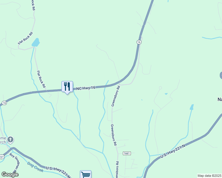 map of restaurants, bars, coffee shops, grocery stores, and more near 192 Greensboro Road in Crumpler