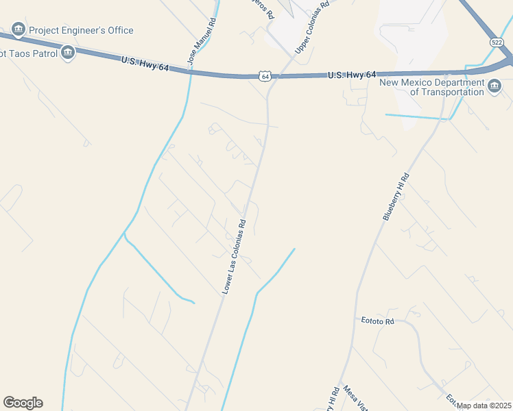 map of restaurants, bars, coffee shops, grocery stores, and more near 66 Lower Colonias Road in El Prado