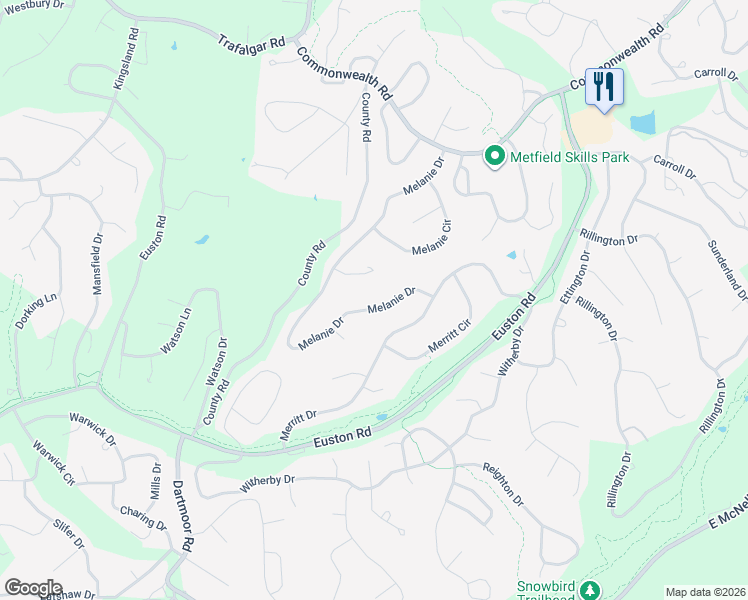 map of restaurants, bars, coffee shops, grocery stores, and more near 84 Melanie Drive in Bella Vista