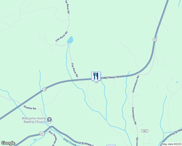 map of restaurants, bars, coffee shops, grocery stores, and more near 1947 North Carolina 16 in Crumpler