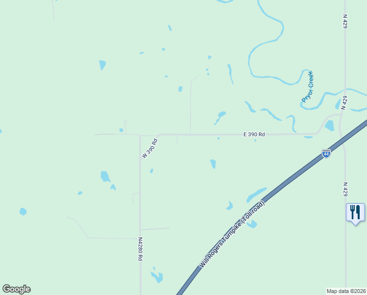 map of restaurants, bars, coffee shops, grocery stores, and more near 6847 West 390 Road in Adair