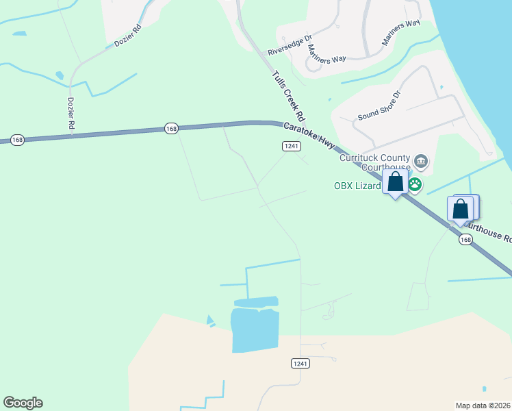 map of restaurants, bars, coffee shops, grocery stores, and more near 166 North Currituck Road in Moyock