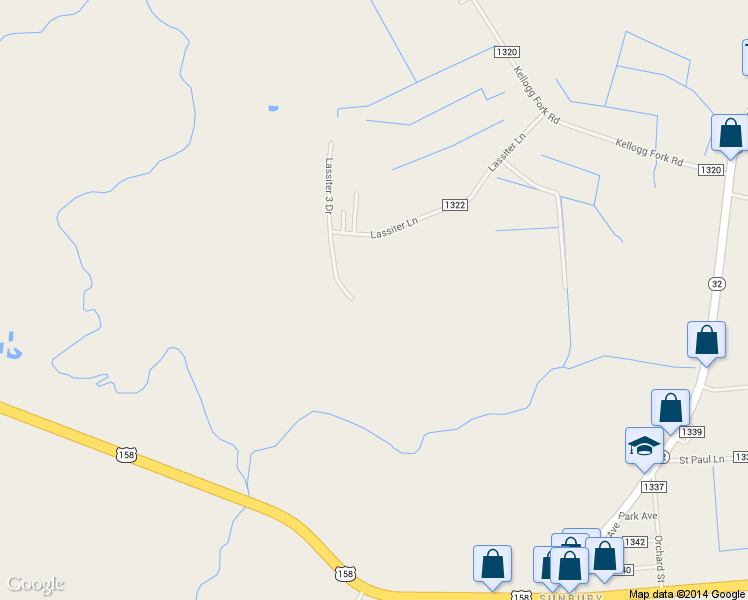 map of restaurants, bars, coffee shops, grocery stores, and more near 161 Lassiter Lane in Sunbury