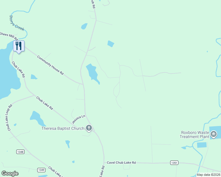 map of restaurants, bars, coffee shops, grocery stores, and more near 70 Sand Trap Lane in Roxboro