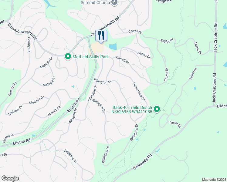 map of restaurants, bars, coffee shops, grocery stores, and more near 5 Ettington Lane in Bella Vista