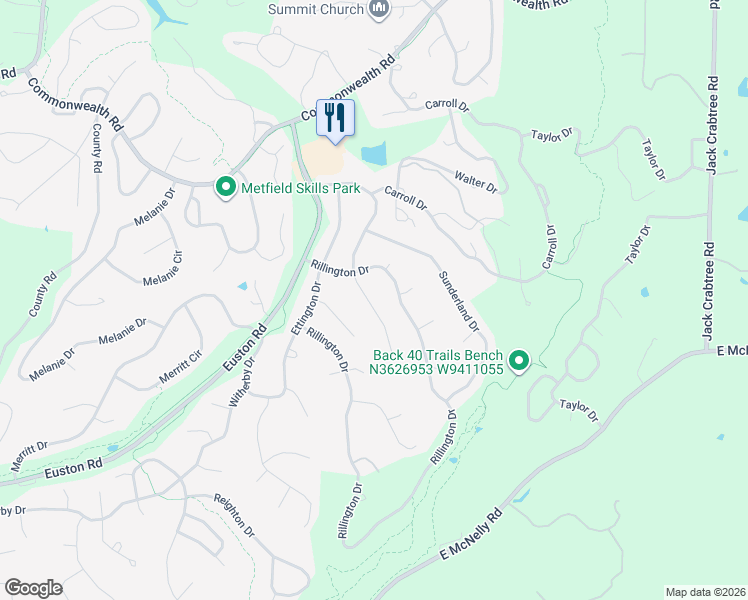 map of restaurants, bars, coffee shops, grocery stores, and more near 5 Ettington Lane in Bella Vista