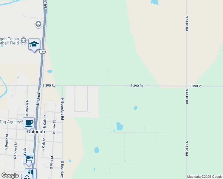 map of restaurants, bars, coffee shops, grocery stores, and more near 11103 E0394 Road in Oologah