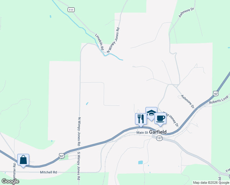 map of restaurants, bars, coffee shops, grocery stores, and more near 18250 Tall Oaks Lane in Garfield
