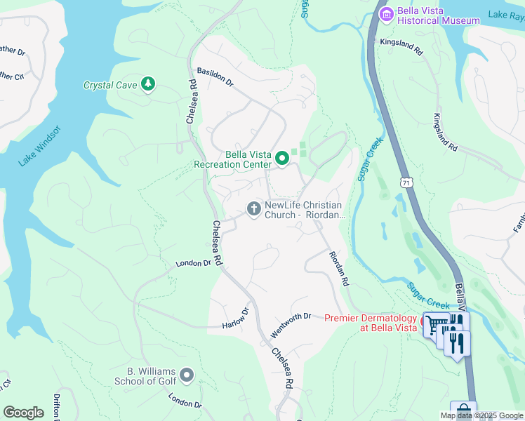 map of restaurants, bars, coffee shops, grocery stores, and more near 5 Michael Lane in Bella Vista