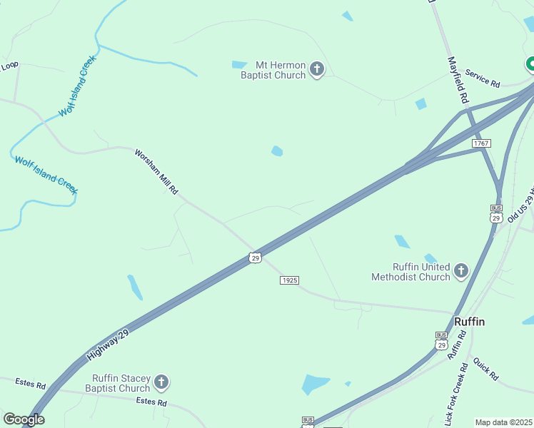 map of restaurants, bars, coffee shops, grocery stores, and more near 174 Aberdeen Road in Ruffin