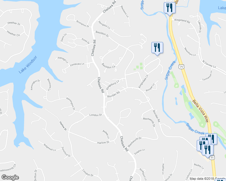 map of restaurants, bars, coffee shops, grocery stores, and more near 8 Eugene Lane in Bella Vista