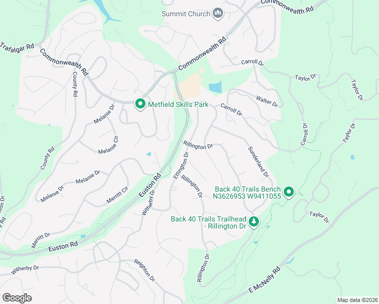map of restaurants, bars, coffee shops, grocery stores, and more near 3 Rillington Drive in Bella Vista