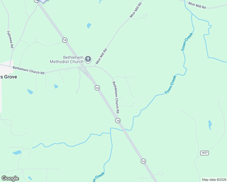 map of restaurants, bars, coffee shops, grocery stores, and more near 2058 Bethlehem Church Road in Reidsville