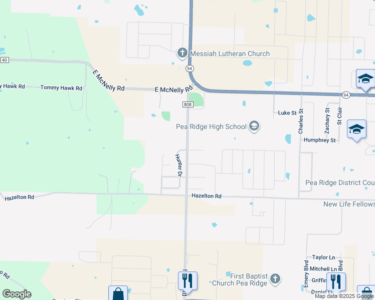 map of restaurants, bars, coffee shops, grocery stores, and more near 2001 Dover Cove in Pea Ridge
