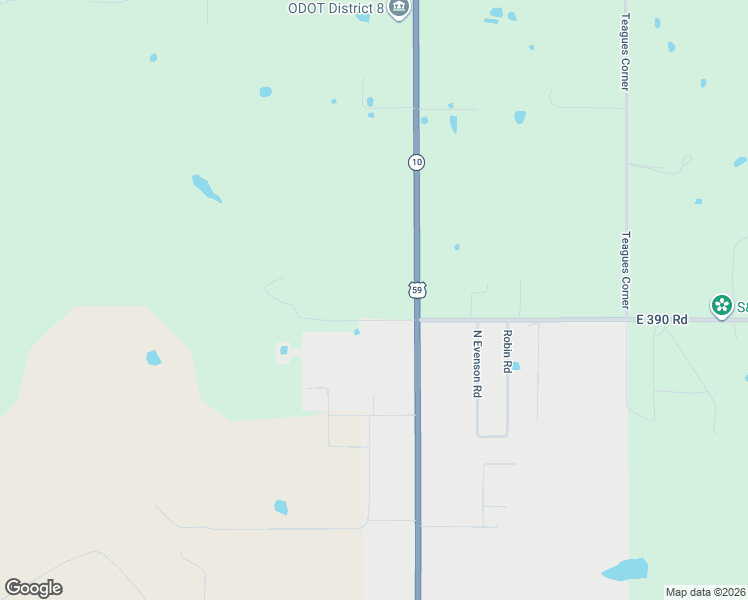map of restaurants, bars, coffee shops, grocery stores, and more near 12340 East 389 Road in Jay
