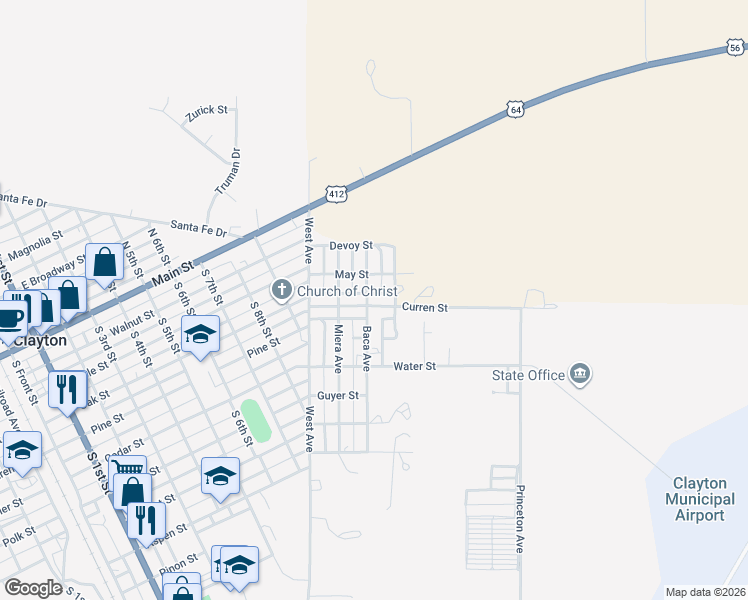 map of restaurants, bars, coffee shops, grocery stores, and more near 361-399 Baca Avenue in Clayton