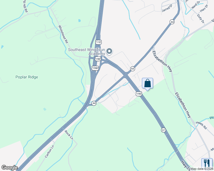 map of restaurants, bars, coffee shops, grocery stores, and more near 5088 Bluff City Highway in Bluff City