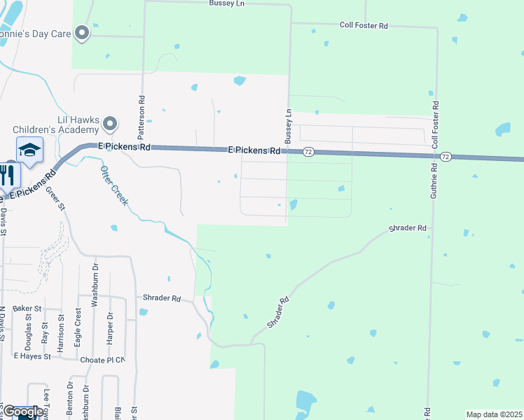 map of restaurants, bars, coffee shops, grocery stores, and more near 1445 East Pickens Road in Pea Ridge