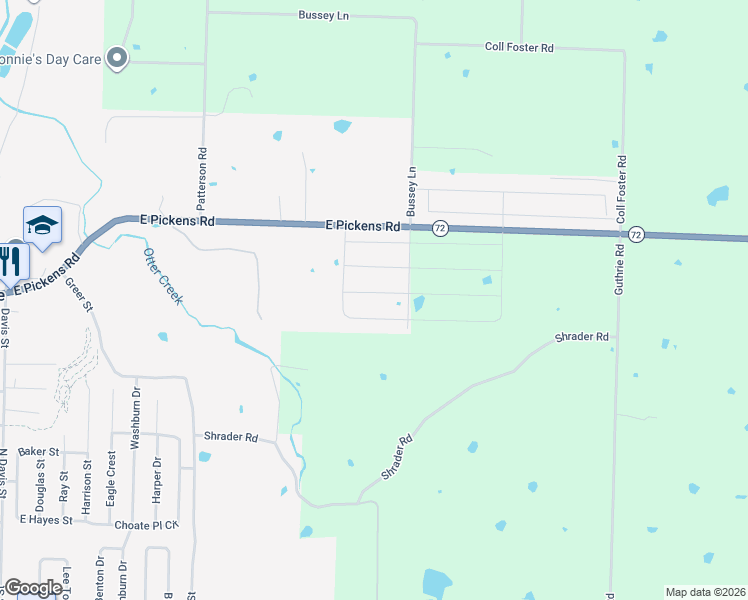 map of restaurants, bars, coffee shops, grocery stores, and more near 1445 East Pickens Road in Pea Ridge