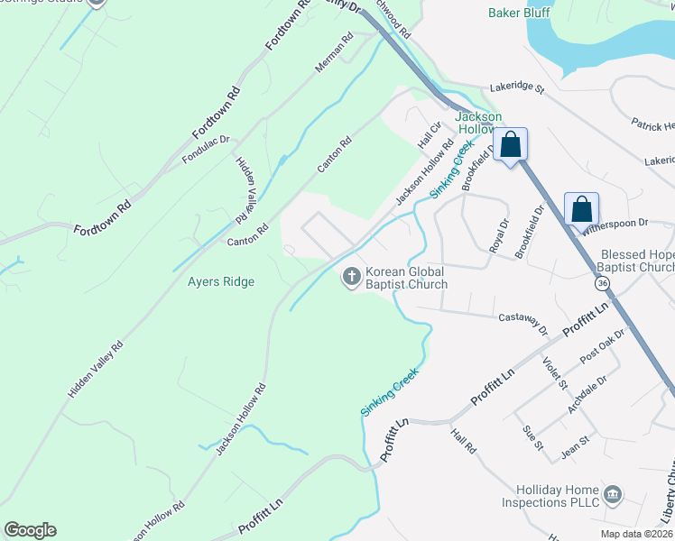 map of restaurants, bars, coffee shops, grocery stores, and more near 1405 Jackson Hollow Road in Kingsport
