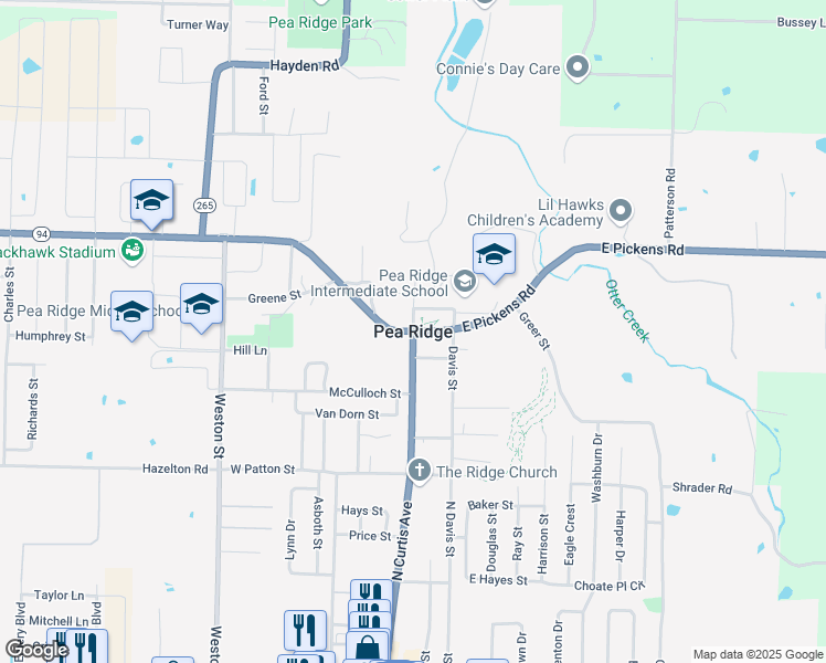 map of restaurants, bars, coffee shops, grocery stores, and more near in Pea Ridge